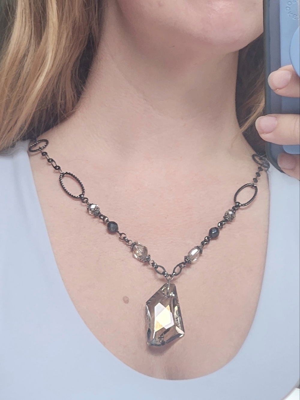 ​Vintage Swarovski Smoked Crystal Geometric Statement Necklace – Retired Piece